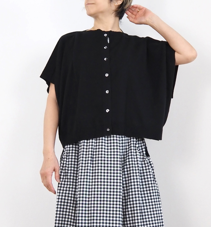 sosotto ソソット 綿麻 ニットベスト 春夏 2WAY リバティ前立て