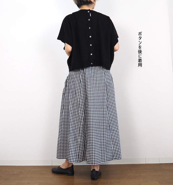 sosotto ソソット 綿麻 ニットベスト 春夏 2WAY リバティ前立て