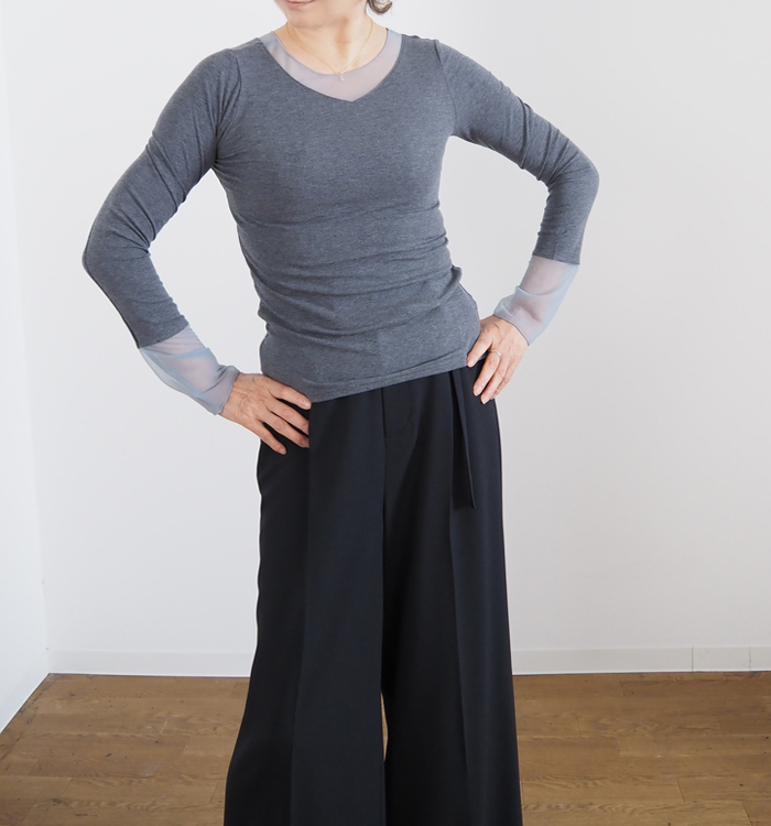 CYNICAL シニカル ラウンドネックプルオーバー チュールレイヤード レディース