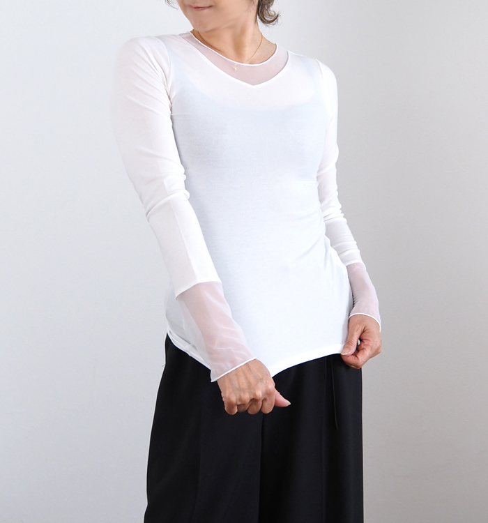 CYNICAL シニカル ラウンドネックプルオーバー チュールレイヤード レディース