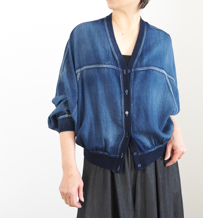 CYNICAL シニカル シアーデニム Vネックカーディガン