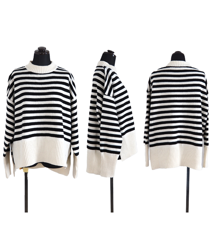 NARU ナルファクトリー エアヤーンコットンボーダー コモドニット レディース ウォッシャブル