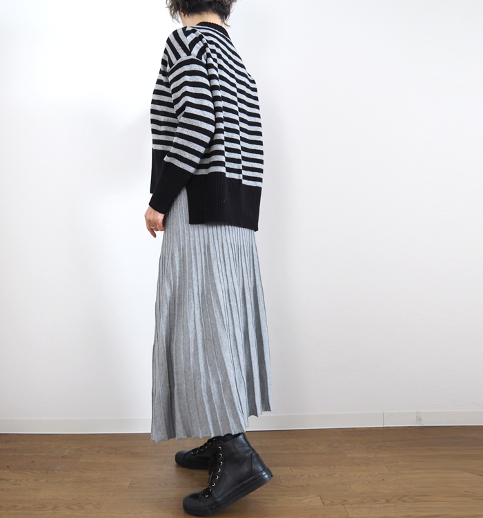 NARU ナルファクトリー エアヤーンコットンボーダー コモドニット レディース ウォッシャブル