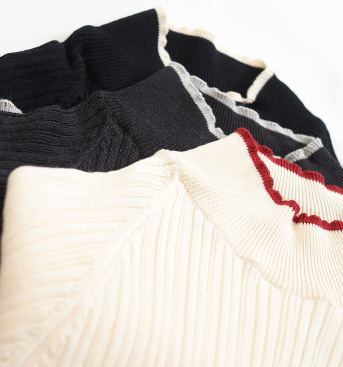 NARU factory ナルファクトリー ランダムリブニット バイカラーハイネック レディース