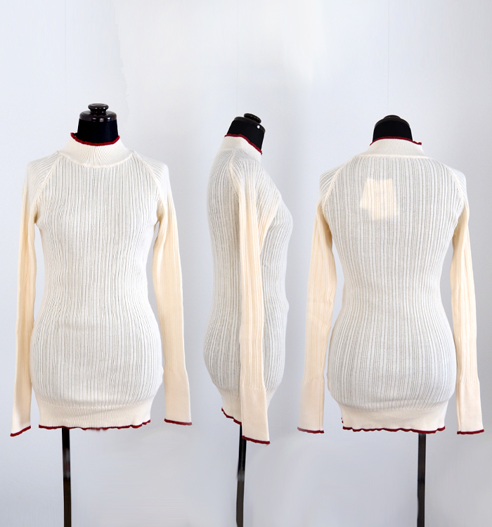 NARU factory ナルファクトリー ランダムリブニット バイカラーハイネック レディース