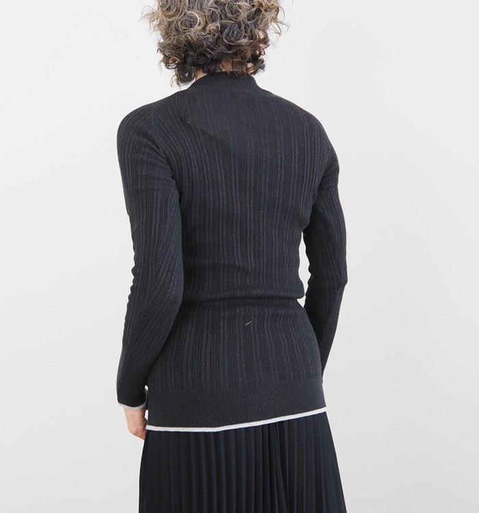 NARU factory ナルファクトリー ランダムリブニット バイカラーハイネック レディース