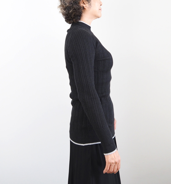 NARU factory ナルファクトリー ランダムリブニット バイカラーハイネック レディース