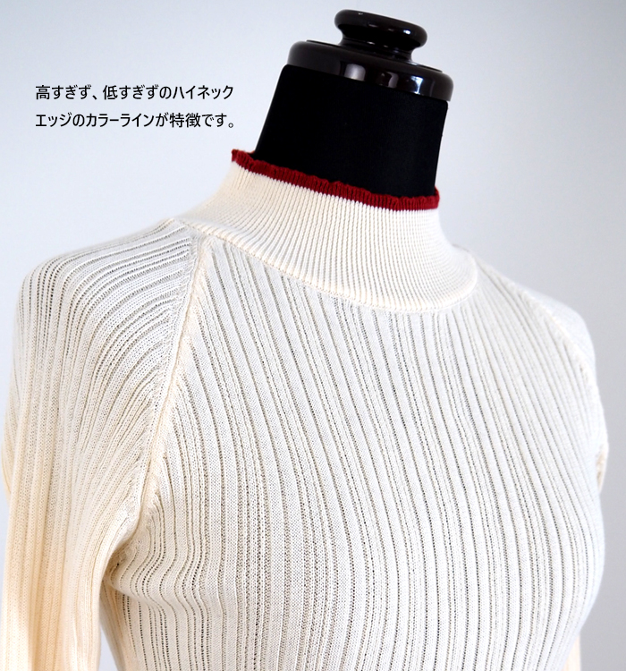 NARU factory ナルファクトリー ランダムリブニット バイカラーハイネック レディース