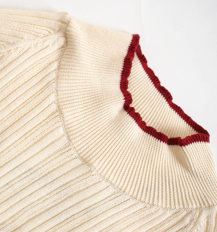 NARU factory ナルファクトリー ランダムリブニット バイカラーハイネック レディース