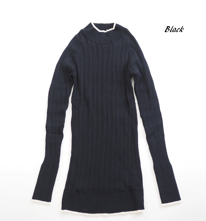 NARU factory ナルファクトリー ランダムリブニット バイカラーハイネック レディース