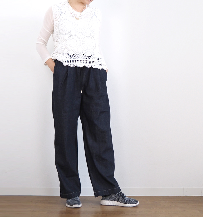 NARU factory ナルファクトリー イージーパンツ 8オンスムラデニム レディース