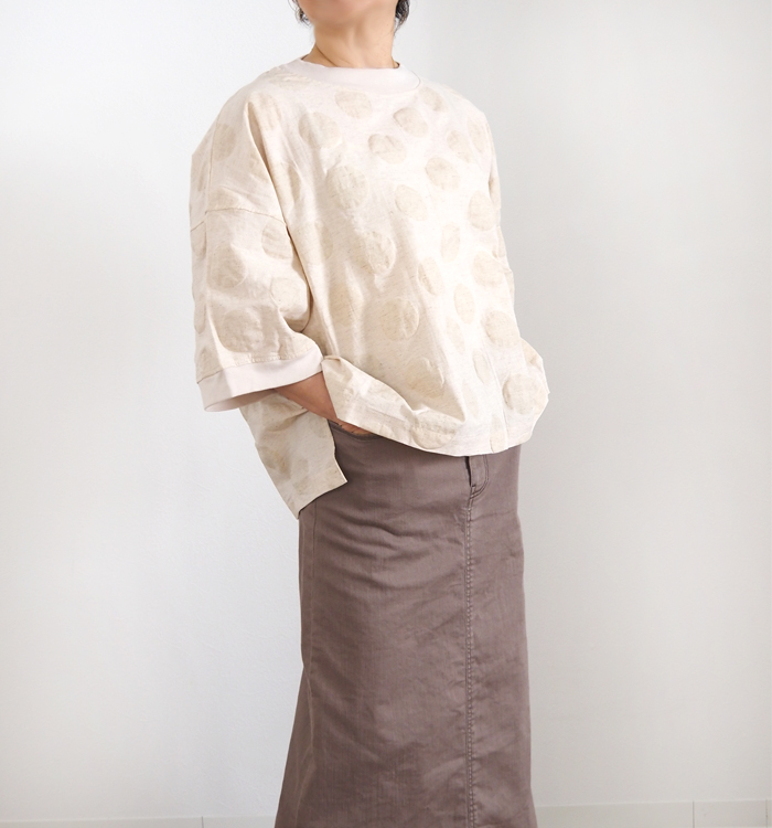 NARU ナルファクトリー 綿麻シーチング塩縮ワイドTシャツ