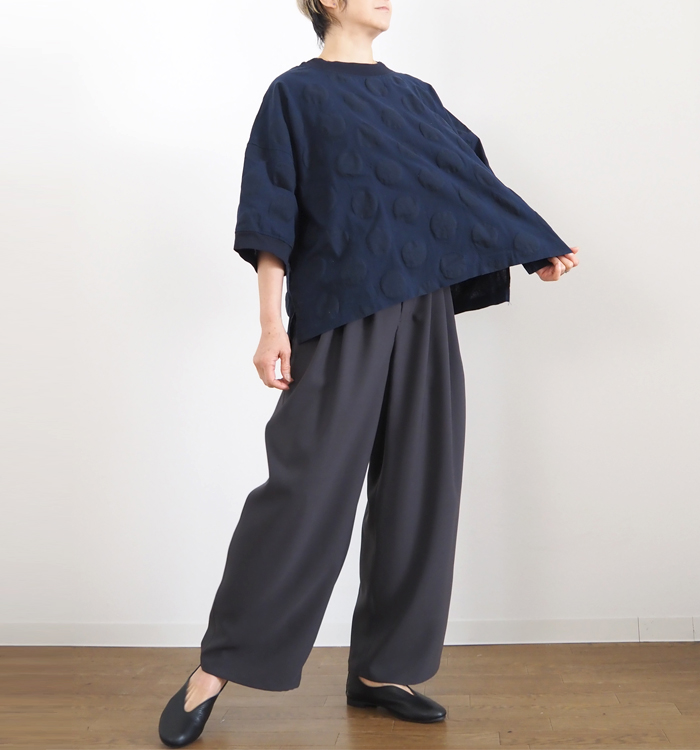 NARU ナルファクトリー 綿麻シーチング塩縮ワイドTシャツ