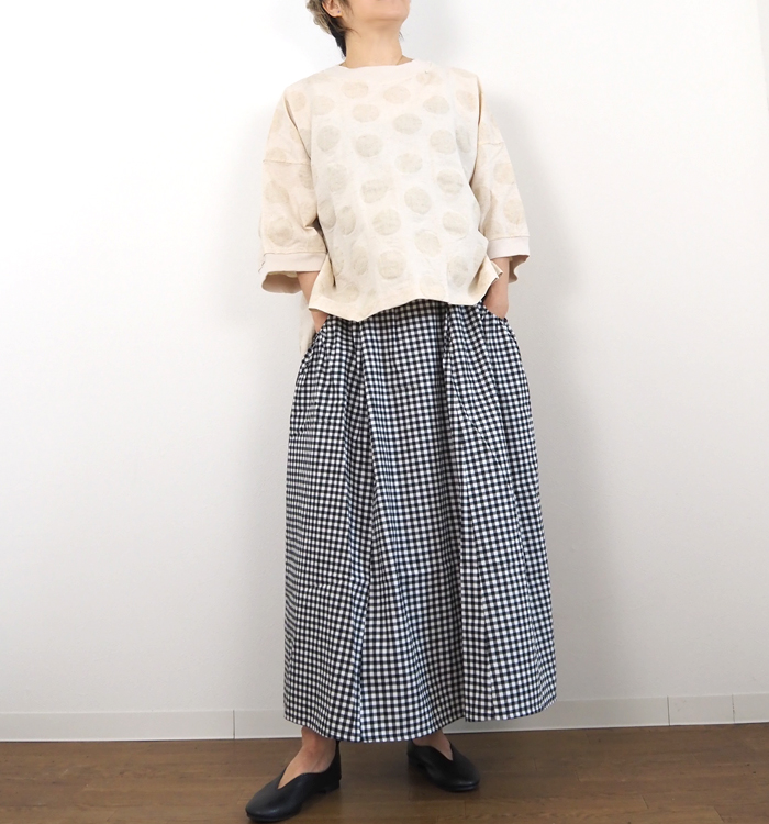 NARU ナルファクトリー 綿麻シーチング塩縮ワイドTシャツ