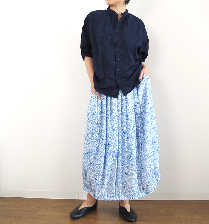 NARU ナルファクトリー 塩縮ランダムドットシャツ 綿ローン レディース 軽量 羽織り