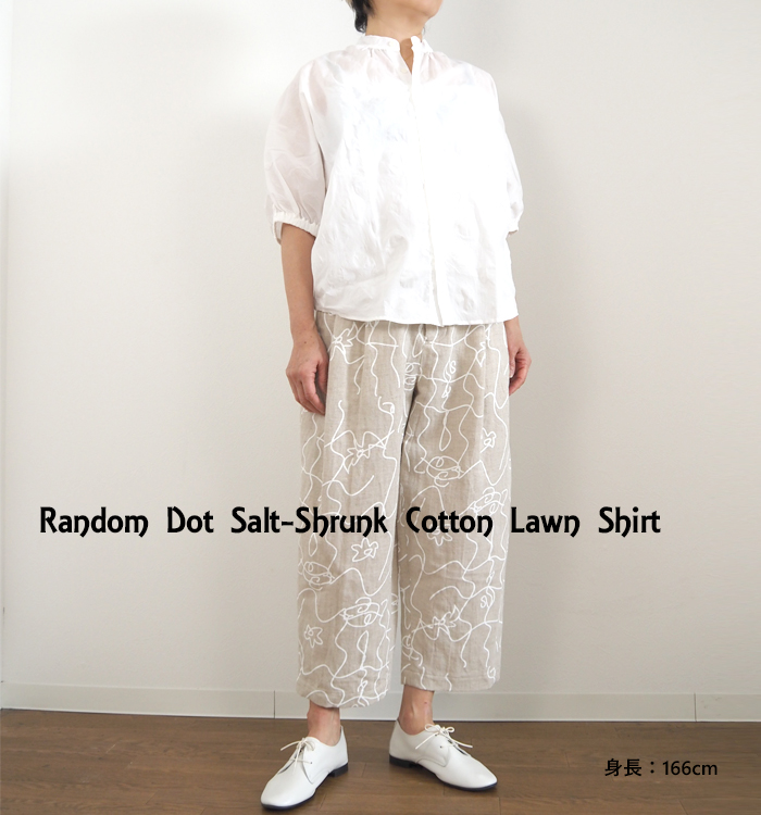 NARU ナルファクトリー 塩縮ランダムドットシャツ 綿ローン レディース 軽量 羽織り