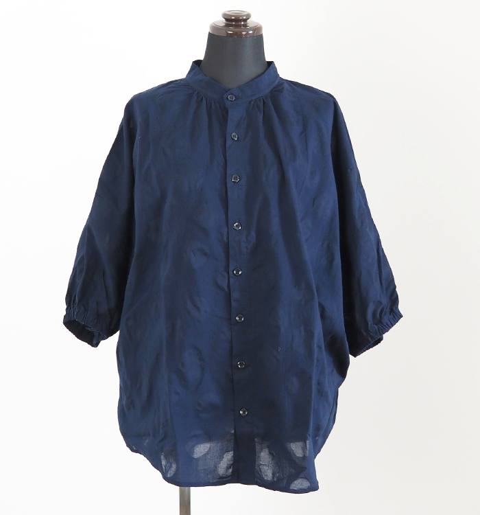 NARU ナルファクトリー 塩縮ランダムドットシャツ 綿ローン レディース 軽量 羽織り