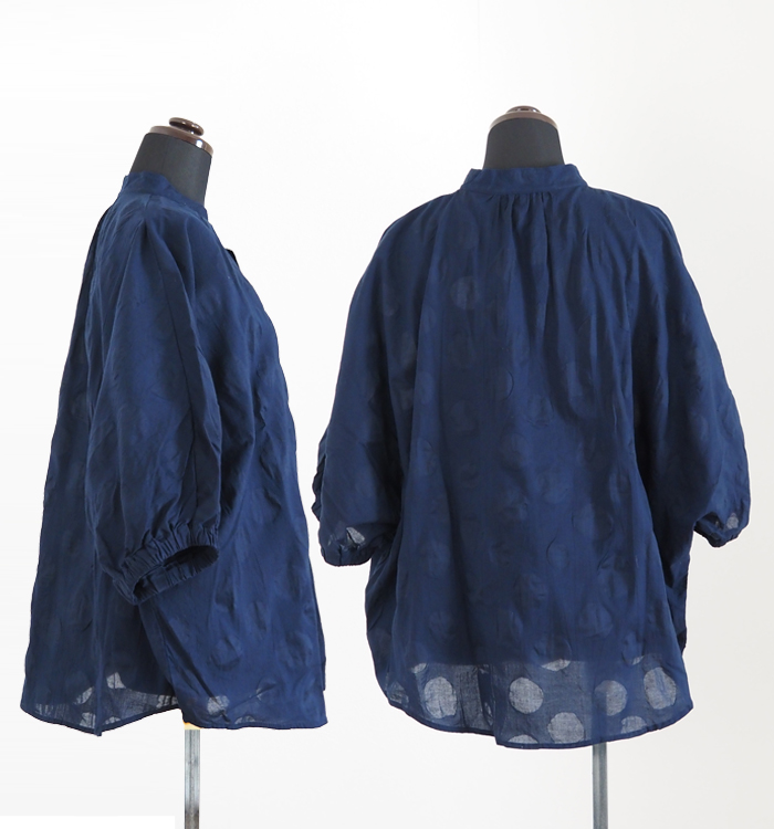 NARU ナルファクトリー 塩縮ランダムドットシャツ 綿ローン レディース 軽量 羽織り