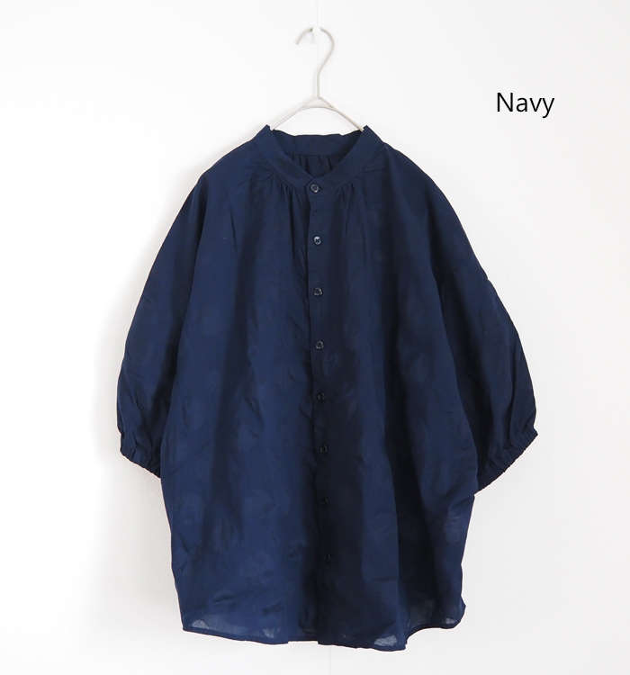 NARU ナルファクトリー 塩縮ランダムドットシャツ 綿ローン レディース 軽量 羽織り