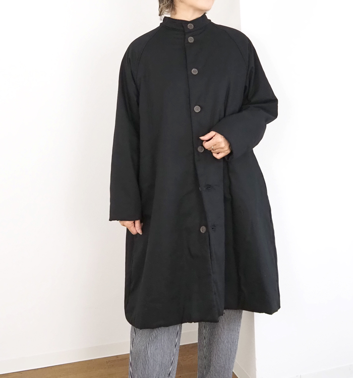 NARU factory ナルファクトリー ラグランパデットハーフコート コットンオックス レディース