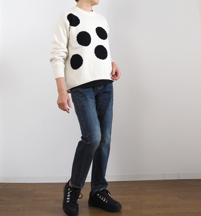 NARU ナルファクトリー ドット柄ニット プルオーバー ウォッシャブル レディース
