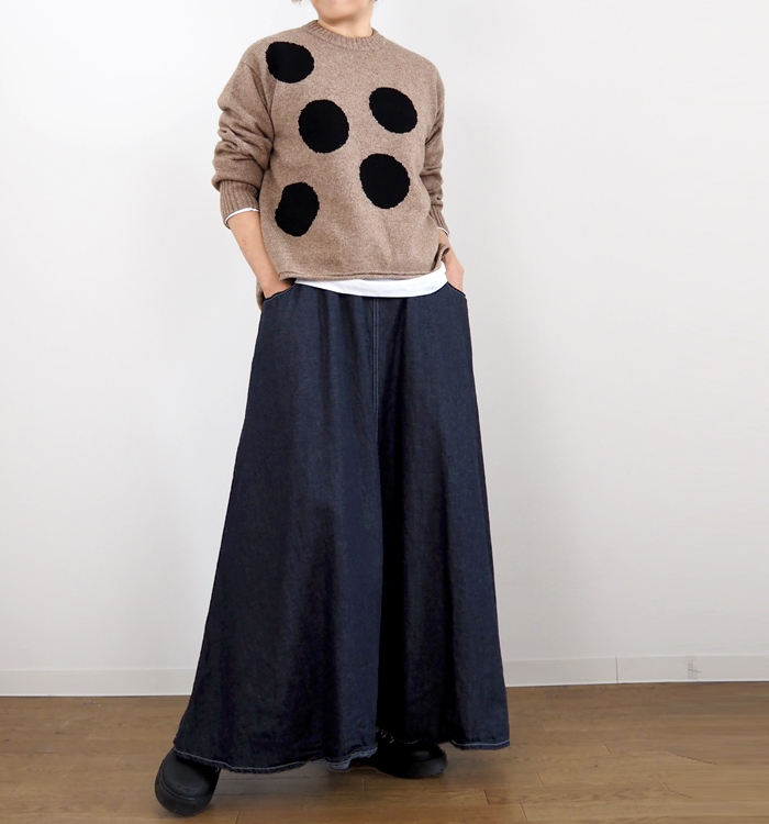 NARU ナルファクトリー ドット柄ニット プルオーバー ウォッシャブル レディース