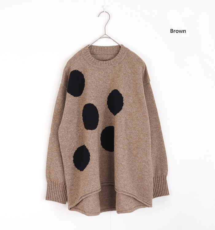 NARU ナルファクトリー ドット柄ニット プルオーバー ウォッシャブル レディース