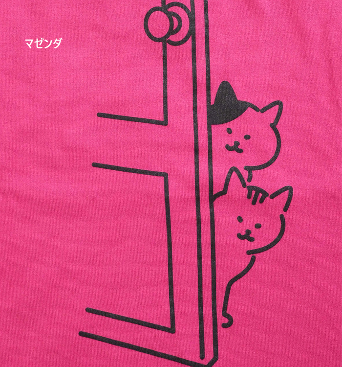 NARU ナルファクトリー 猫プリント 半袖Tシャツ 綿100% 天竺