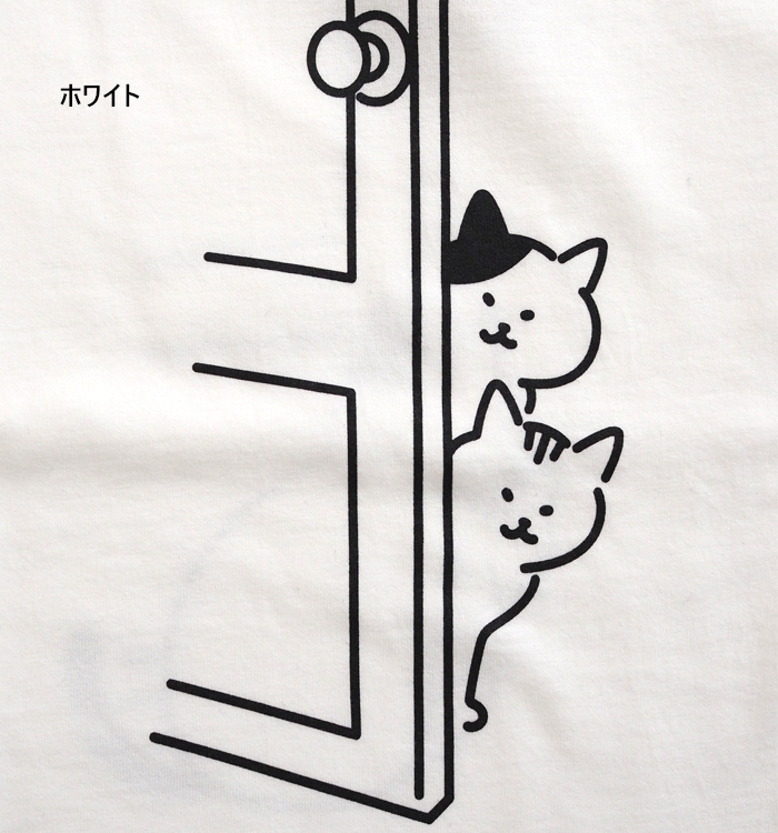 NARU ナルファクトリー 猫プリント 半袖Tシャツ 綿100% 天竺