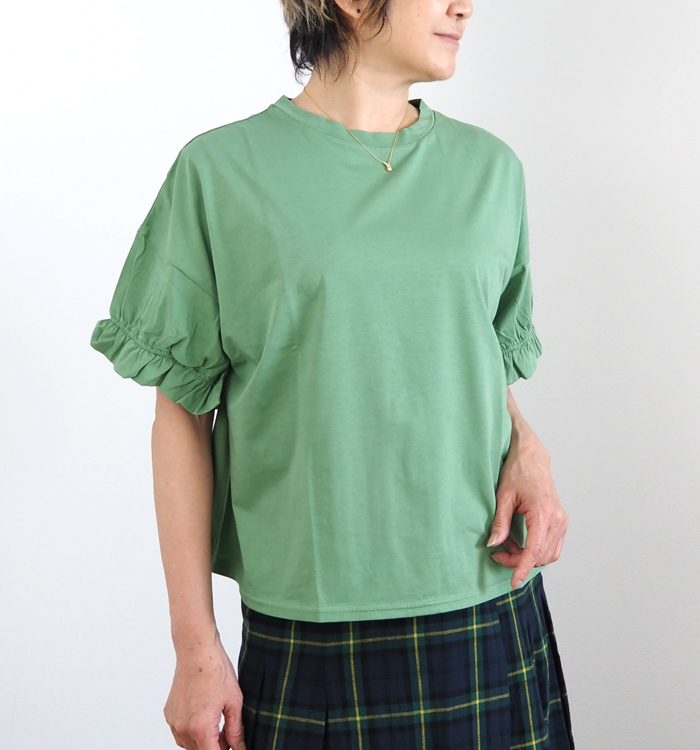 NARU ナルファクトリー サイロプレミアム天竺 ギャザーフリルスリーブプルオーバー