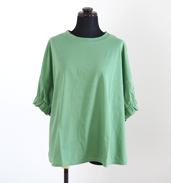 NARU ナルファクトリー サイロプレミアム天竺 ギャザーフリルスリーブプルオーバー