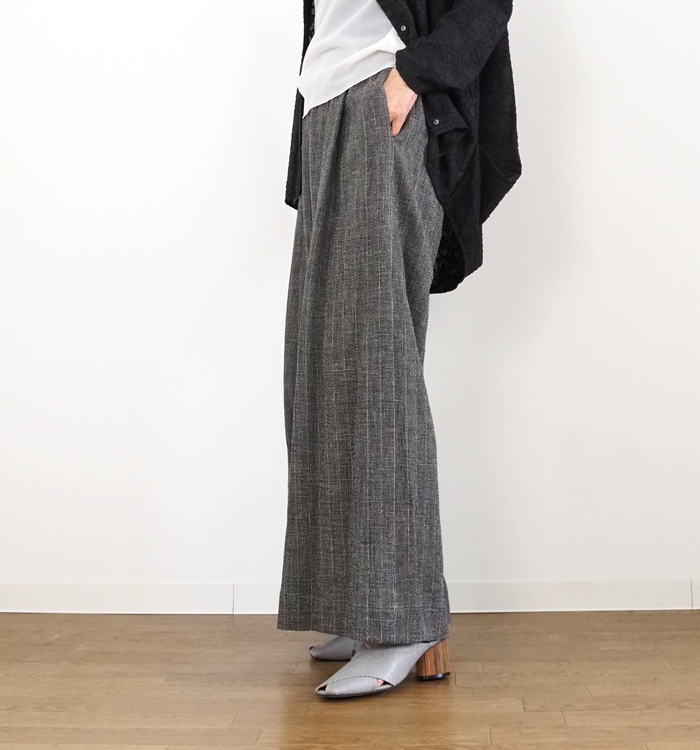 Squady スカディ ワイドパンツ コットンリネンガーゼ レディース