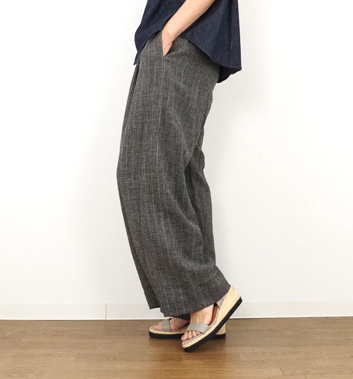 Squady スカディ ワイドパンツ コットンリネンガーゼ レディース