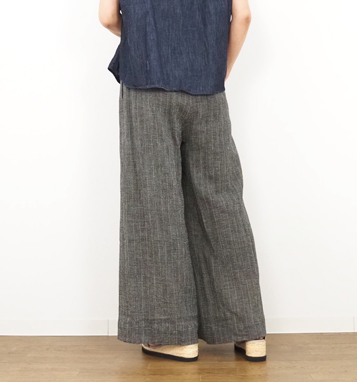 Squady スカディ ワイドパンツ コットンリネンガーゼ レディース