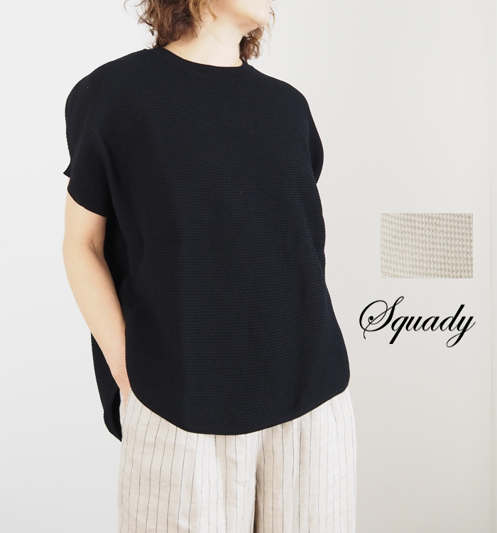 Squady スカディ ドライワッフルニット プルオーバー レディース