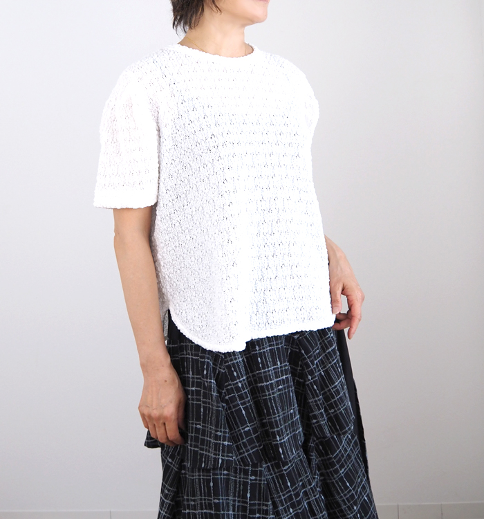 Squady スカディ レースTシャツ ラウンドネックプルオーバー レディース