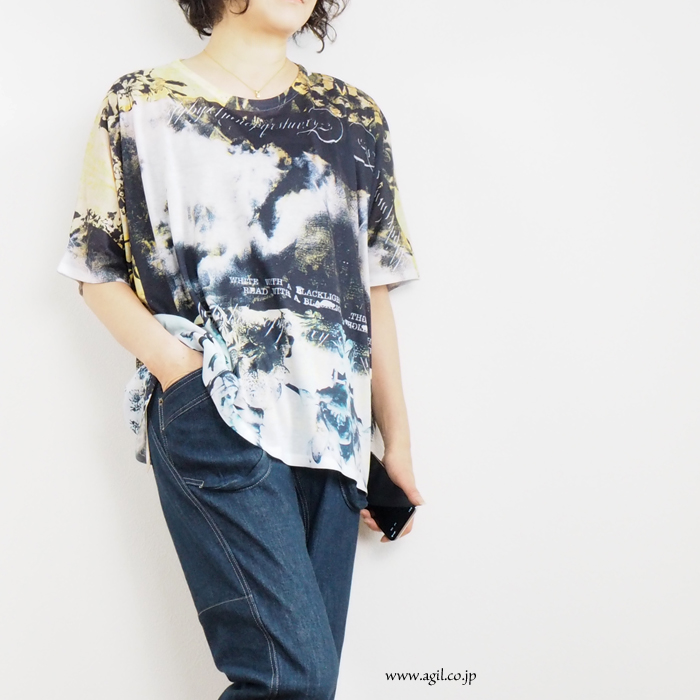 CILANDSIA(チランドシア) 総柄プリントビッグTシャツ 半袖