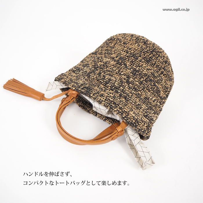mononogu (もののぐ) バケット型トートかごバッグ かごバッグ マダガスカルラフィア 日本製 レディース