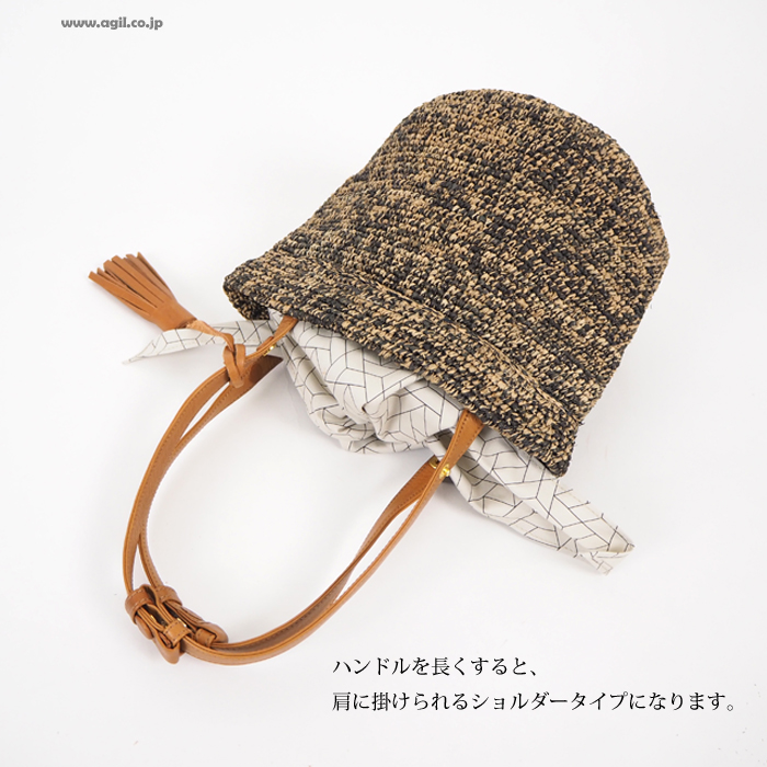 mononogu (もののぐ) バケット型トートかごバッグ かごバッグ マダガスカルラフィア 日本製 レディース