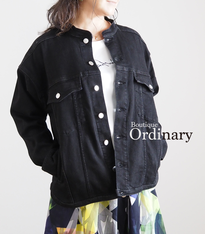 Boutique Ordinary ブティックオーディナリー ストレッチデニムジャケット レディース