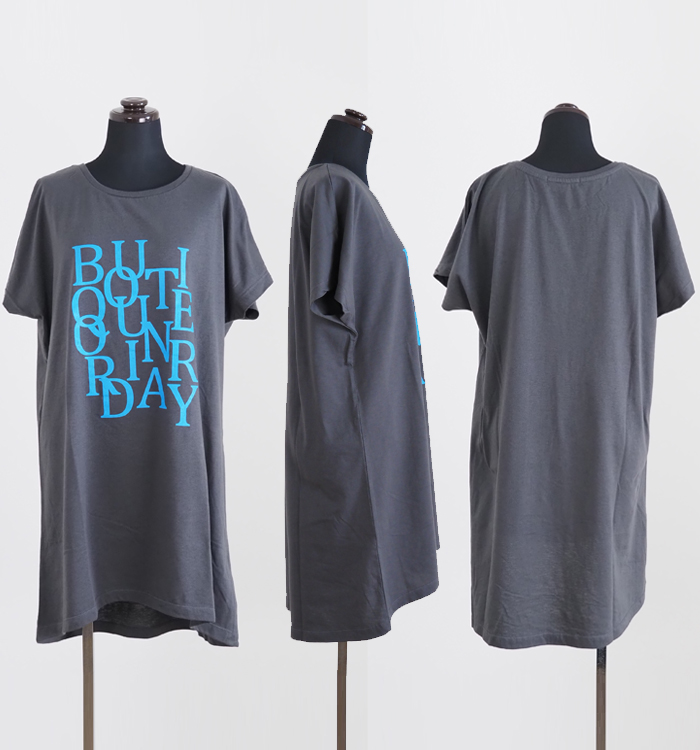 Boutique Ordinary ブティックオーディナリー 半袖ロングTシャツ ロゴ レディース