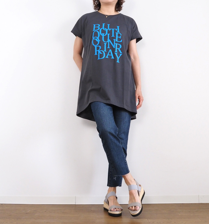 Boutique Ordinary ブティックオーディナリー 半袖ロングTシャツ ロゴ レディース