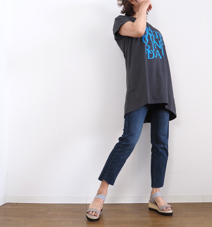 Boutique Ordinary ブティックオーディナリー 半袖ロングTシャツ ロゴ レディース