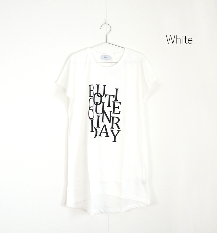 Boutique Ordinary ブティックオーディナリー 半袖ロングTシャツ ロゴ レディース