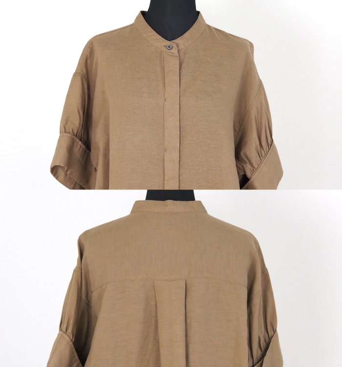 Boutique Ordinary ブティックオーディナリー バンドカラー半袖ブラウス