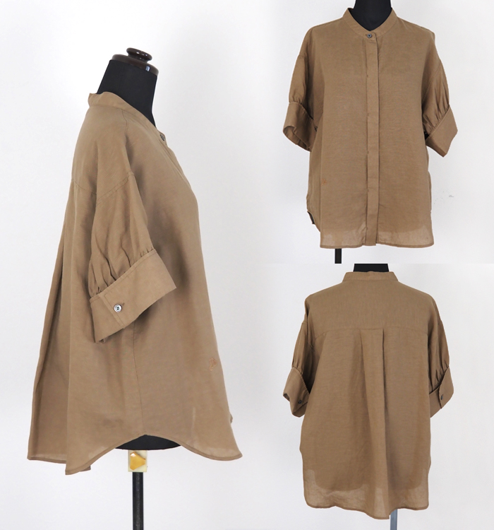 Boutique Ordinary ブティックオーディナリー バンドカラー半袖ブラウス
