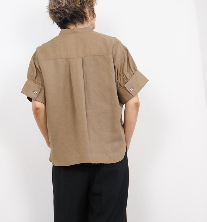 Boutique Ordinary ブティックオーディナリー バンドカラー半袖ブラウス