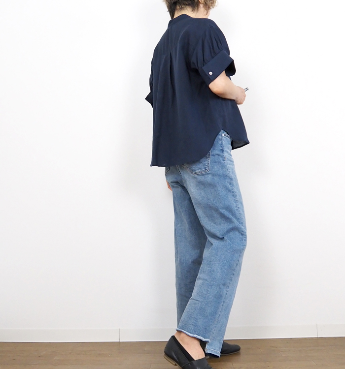 Boutique Ordinary ブティックオーディナリー バンドカラー半袖ブラウス