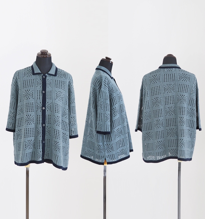Boutique Ordinary ブティックオーディナリー レースニットシャツカーディガン