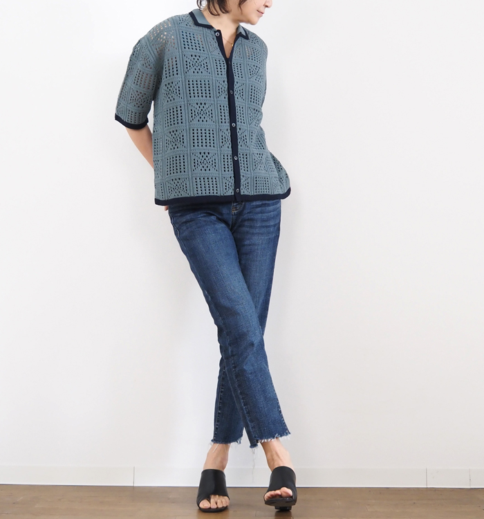 Boutique Ordinary ブティックオーディナリー レースニットシャツカーディガン